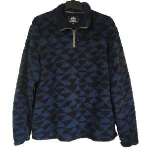 Grizzly Sherpa XXL Two Tone Blue 1/4 Zip Long Sleeve Pullover Sweater Jacket